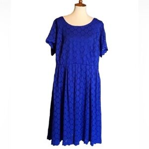 RN Studio by Ronni Nicole cobalt blue eyelet lace dress Size 2X